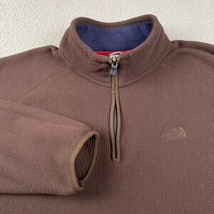 The North Face 1/4 Zip Waffle Knit Sweater Pullover Men's XL Brown